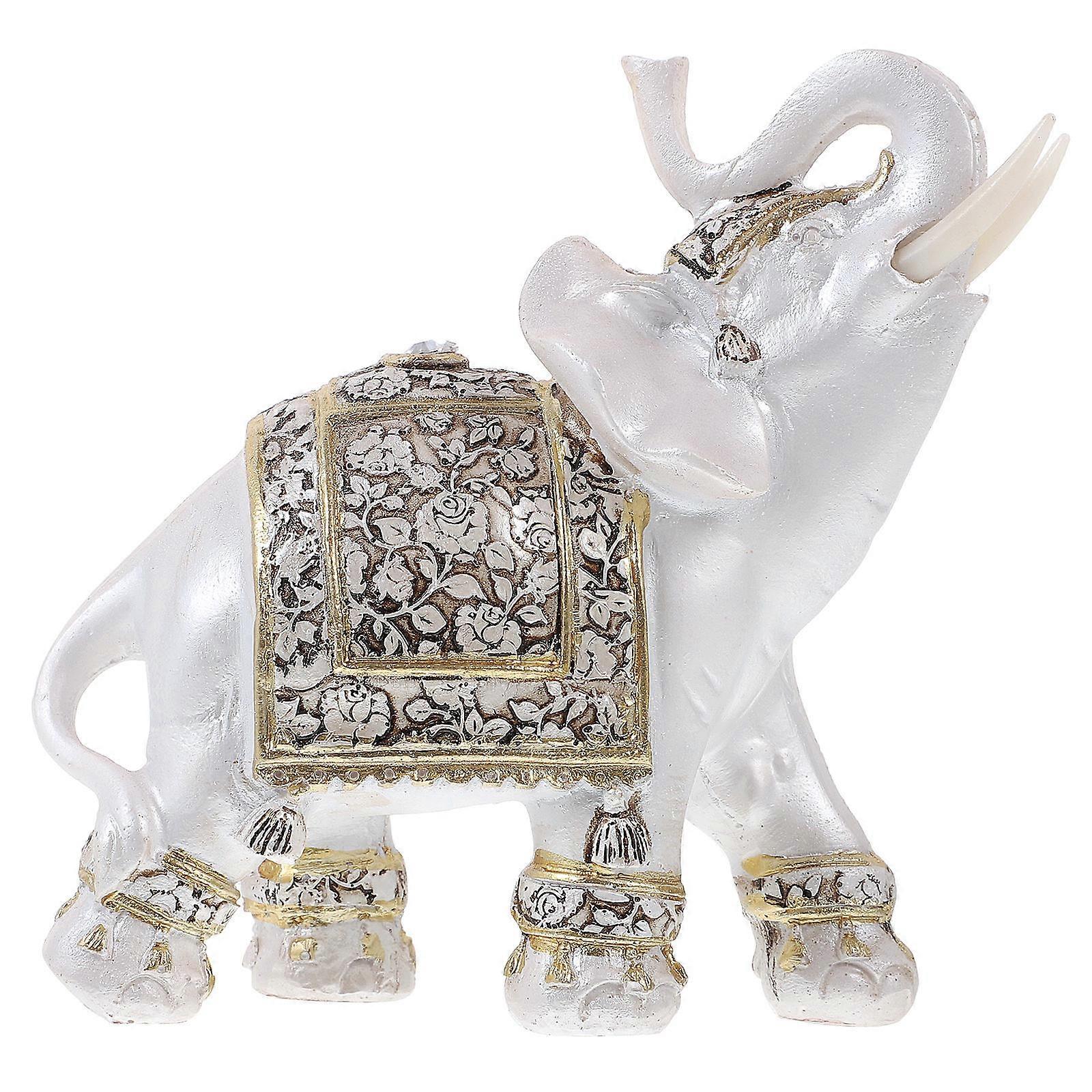Adorable Elephant Ornament Creative Resin Craft Model for Home Office Desktop 1 Piece 13.5 x 6.5 x 14cm