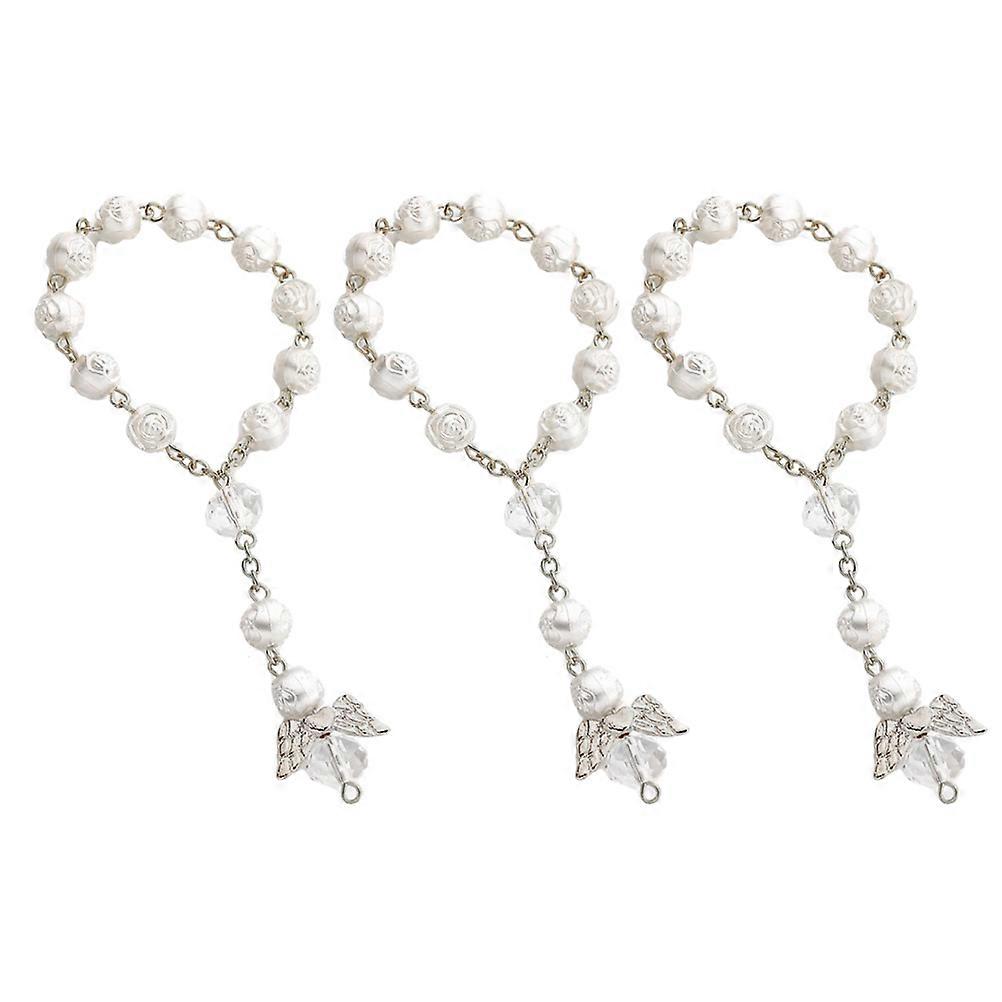 Attractive White Alloy Design Bracelet with Rose Shape Beads for Decoration Use Size 12 pcs
