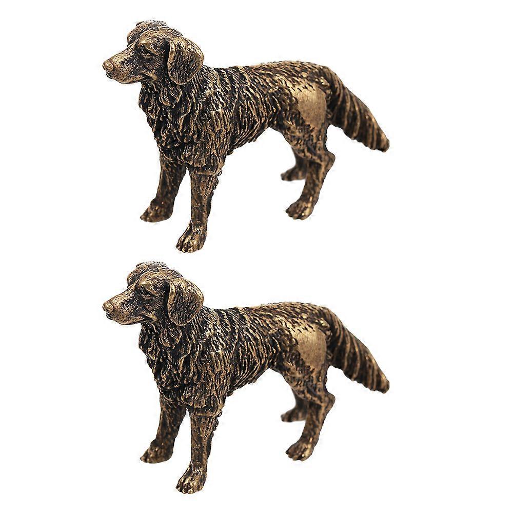 Mini Shepherd Dog Brass Sculpture 2Pcs Assorted Color Decoration