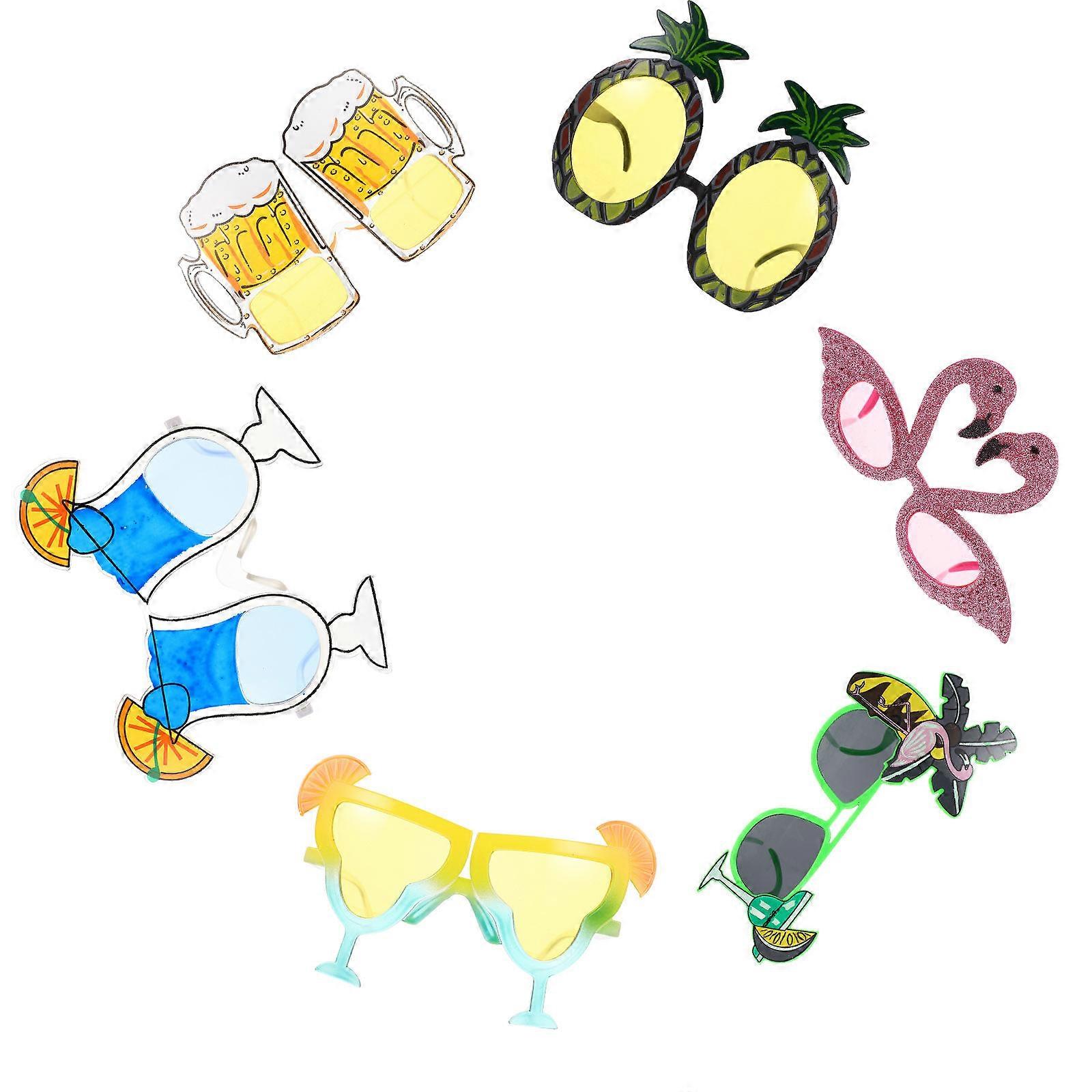 Luau Party Eyewear 6 Pairs Beach Adult Costume Parties Assorted Color Decorative Sunglasses