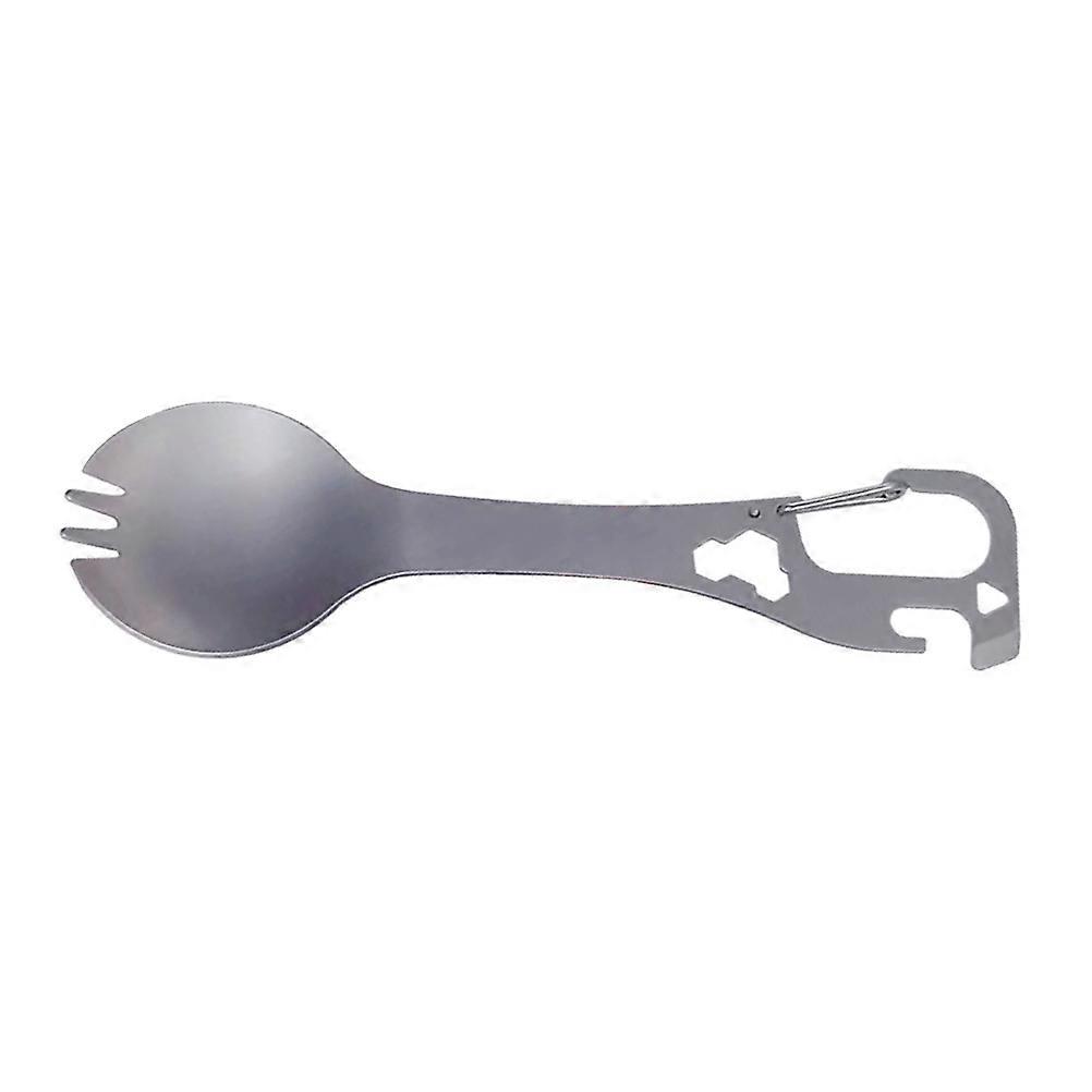 Camping Spork Made of Durable Stainless Steel with Bottle Opener Function Silver Lightweight and Compact