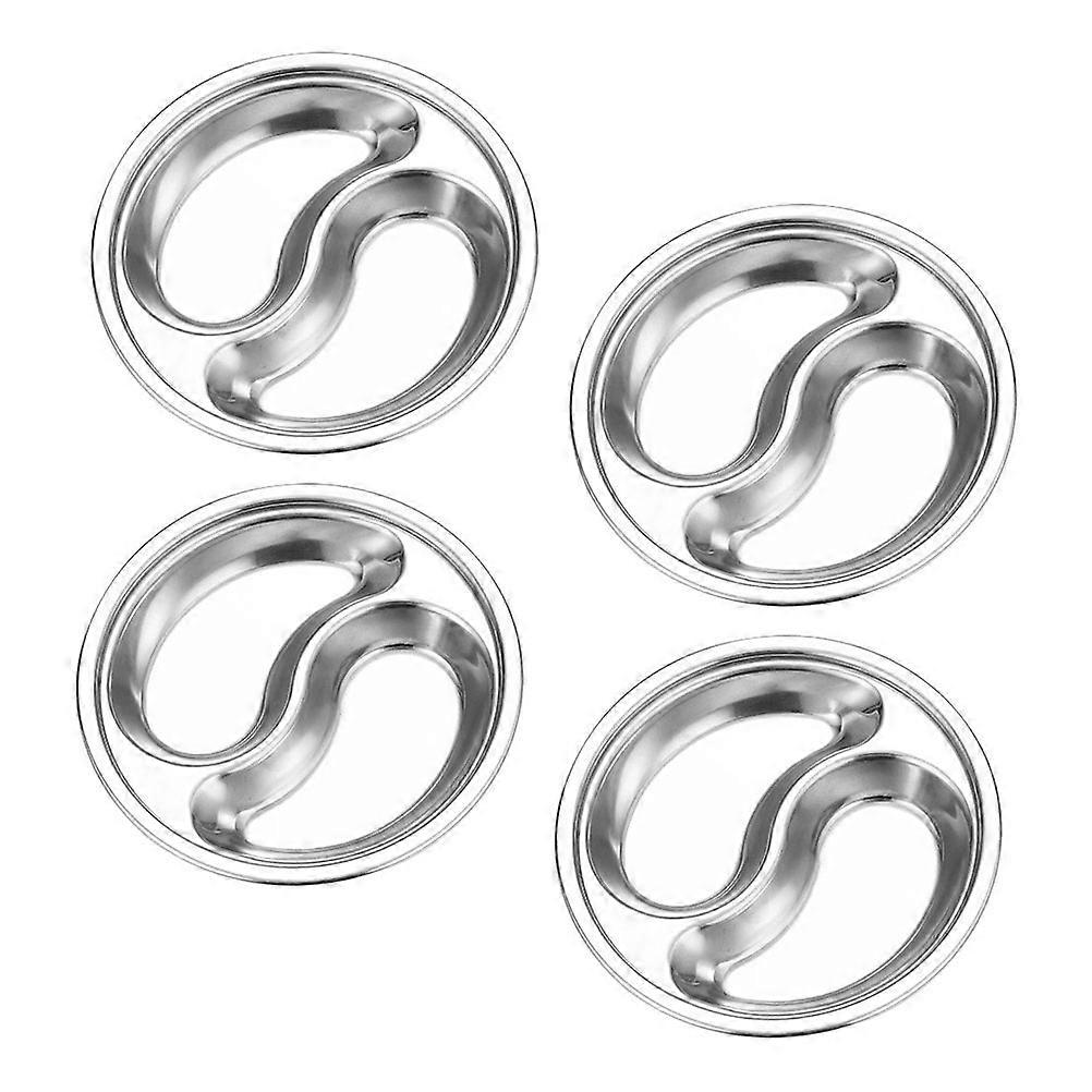 Multi-grid Seasoning Plates For Indoor Barbecues And Picnics In Silver With Easy To Clean Feature 4Pcs