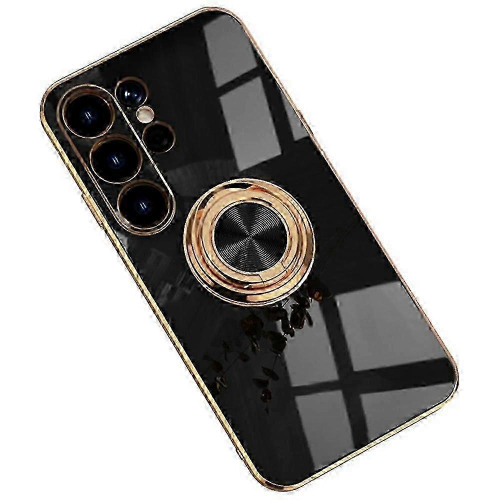 6D Electroplating TPU Phone Cover with Ring Holder and Precise Cutouts for Samsung Galaxy S24 Ultra