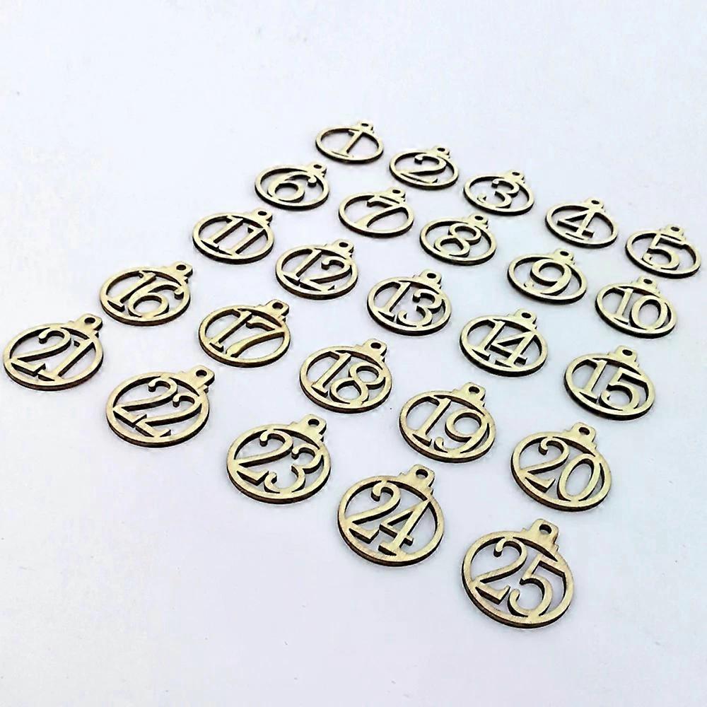Advent Calendar, 1-25 Number Tags Wooden Round Tag Digital Calendar Ornament