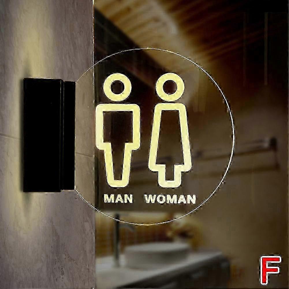 Bathroom LED sign for acrylic round wall mount restroom