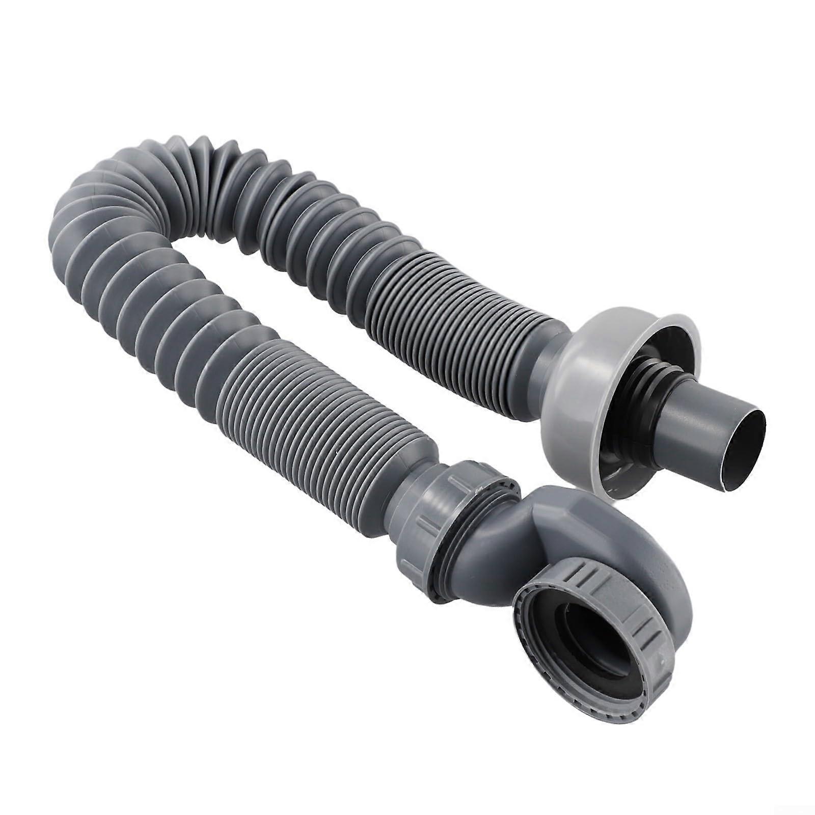 Shower Drain Pipe, Flexible ABS, Flat Design, Grey Tub Drain for Bathtubs, Universal Fit
