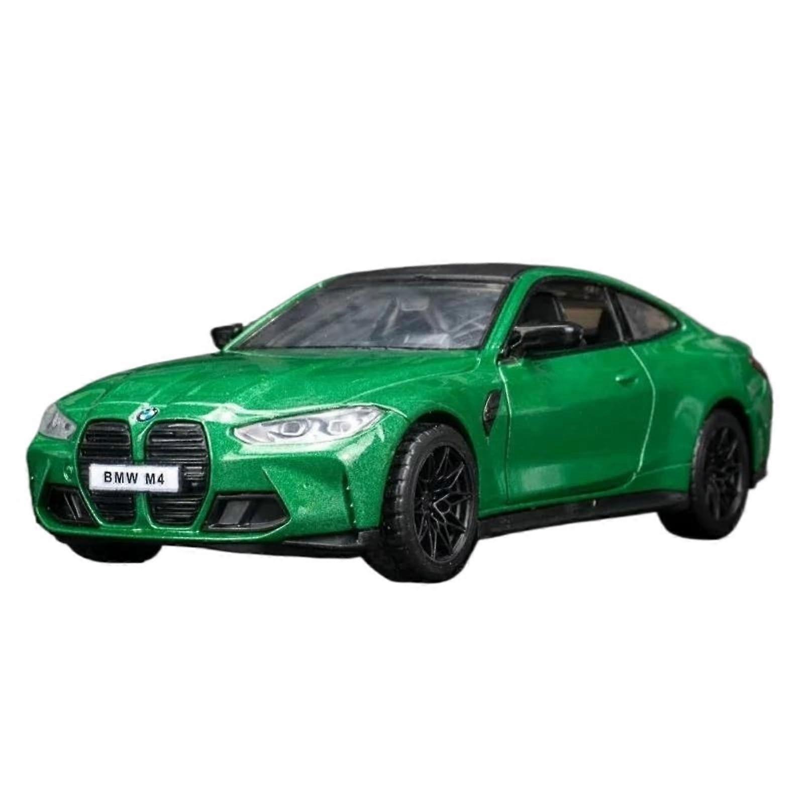 Scale model car 1:32 for BMW M4 Alloy Sports Car Model Diecast Car Pullback Sound and Light Scale Model Collection Finished Car Model (Green)