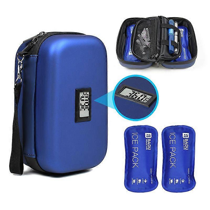 24 Hour Insulin Refrigeration Bag Medium Insulated Cooler Bag With 2 ice Packs Outdoor Medicine Travel Case Blue