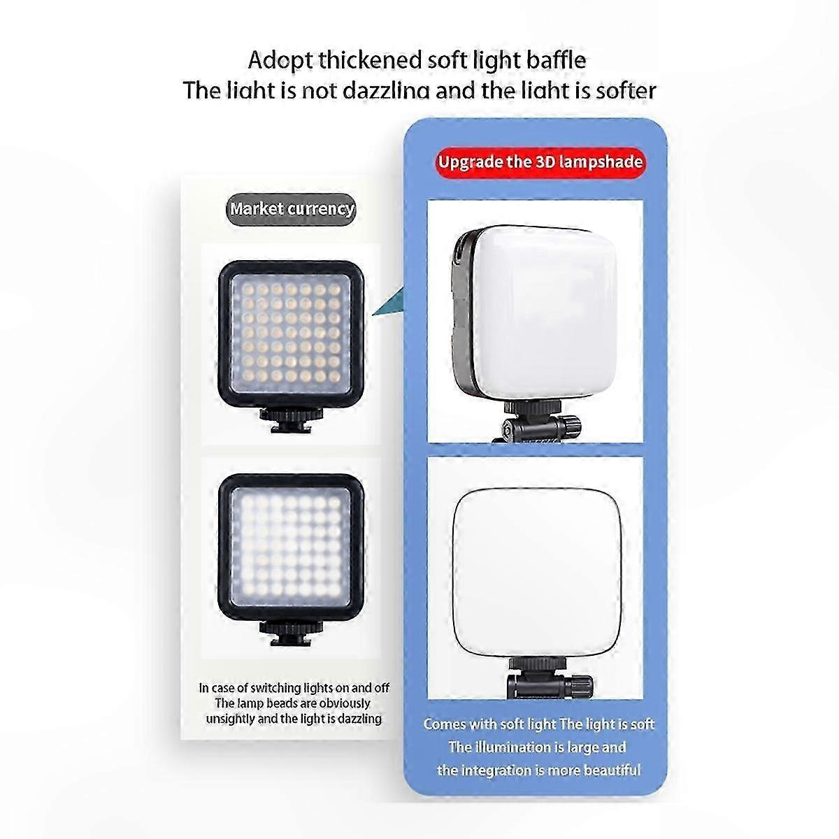 Mini LED Fill Light Cold Shoe Lighting for Camcorder Camera Vlog Removable Back Clip-on Mobile Phone Photography Light B