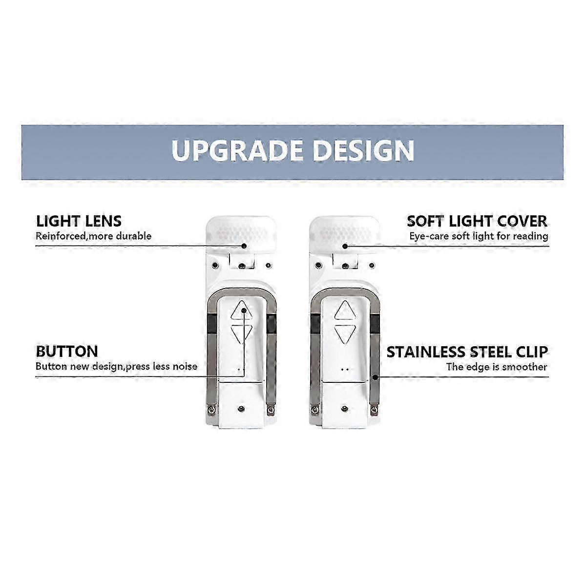 Adjustable reading light for books, portable rechargeable night lamp with bookmark design