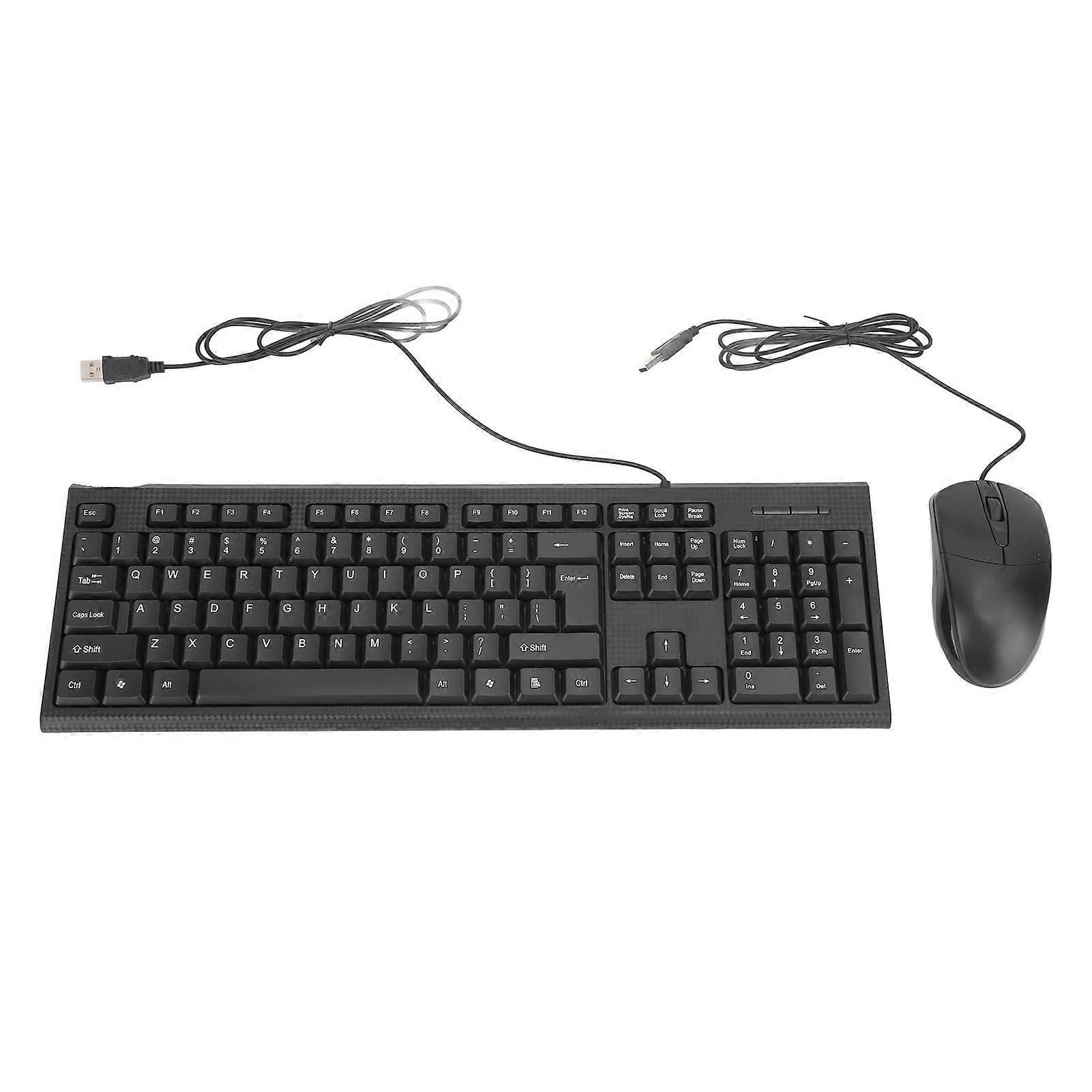 Keyboard and Mouse Combo Black Waterproof 104 Keys Anti Slip USB Wired Connection Keyboard Mouse Set for Gaming Office