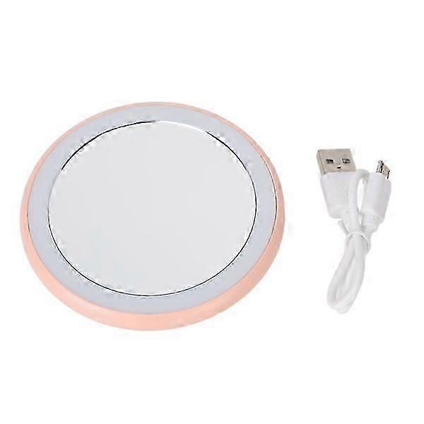 Compact makeup mirror with USB rechargeable LED, pink Cs fast