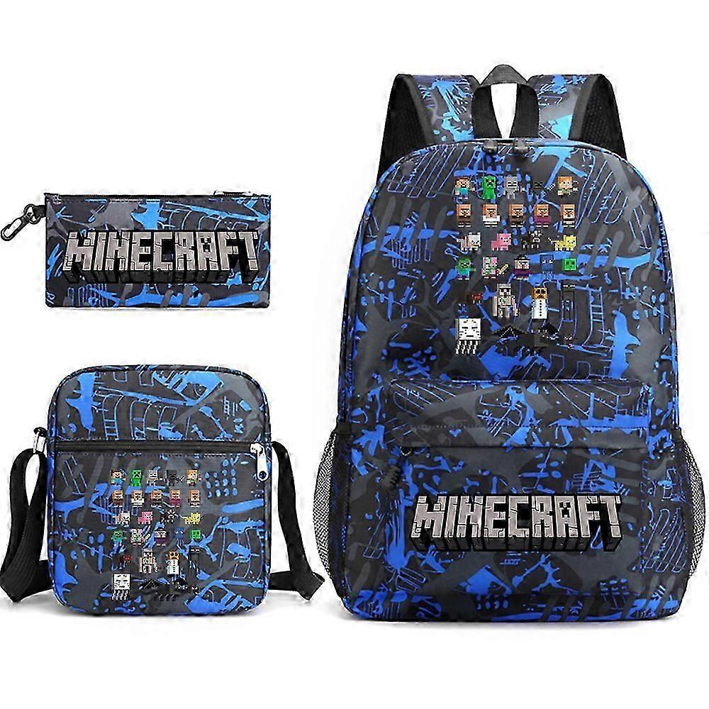 Minecraft School Bag Backpack Pencil Case Shoulder Bag Three-piece Set _33