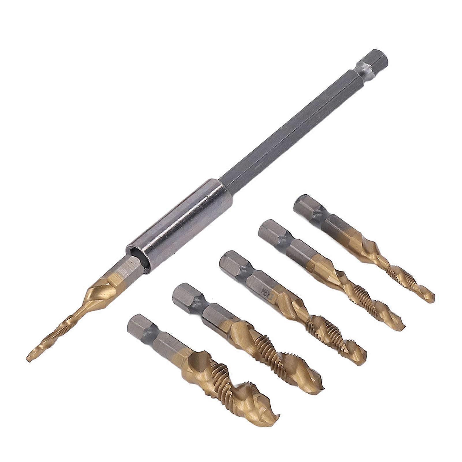Drill Tap Set M3-M10 Hex Shank Spiral Bit for Metal, Gold