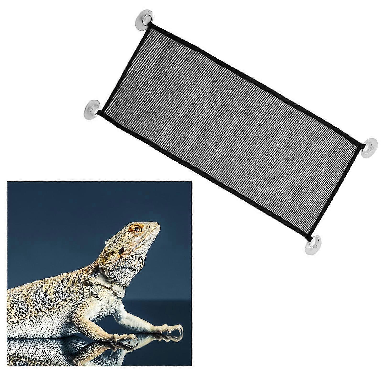 Reptile Mesh Hammock Rectangle Summer Hanging Reptile Breathable Net Hammock Bed with Suction Cups for Lizard Snake Black 2025