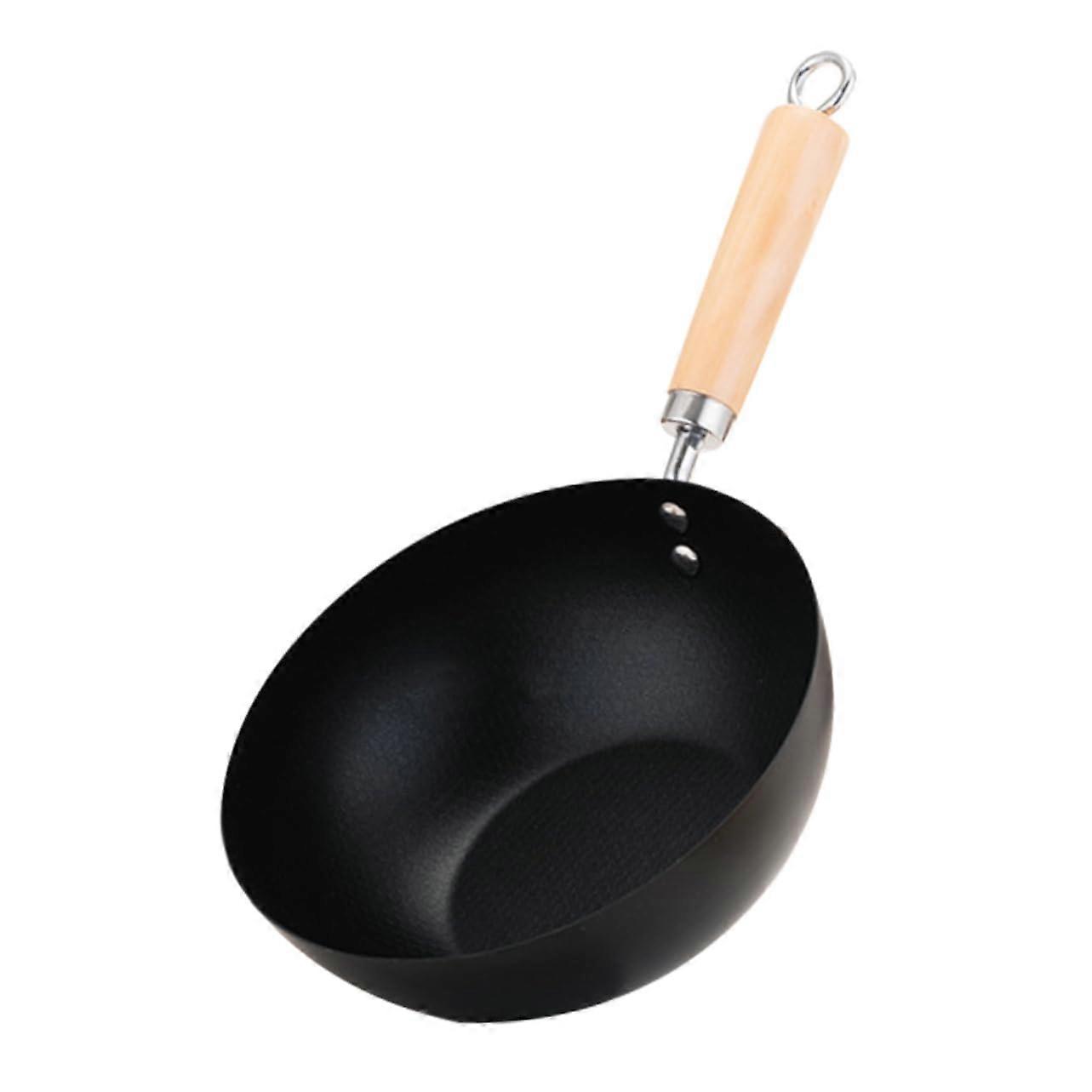 Mini Stainless Steel Wok Pan Nonstick With Handle For Camping Gas Stove Use Portable Cookware