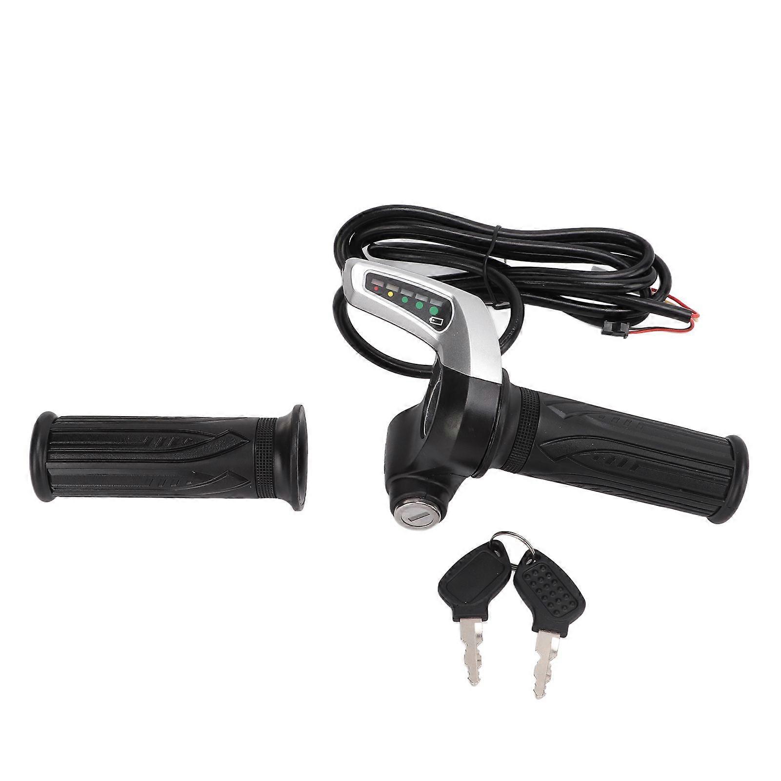 1 Pair Electric Bike Throttle Grip Universal Electric Scooter Wire Twist Throttle Grip with LED Display and Power Key Locker Accelerator48V