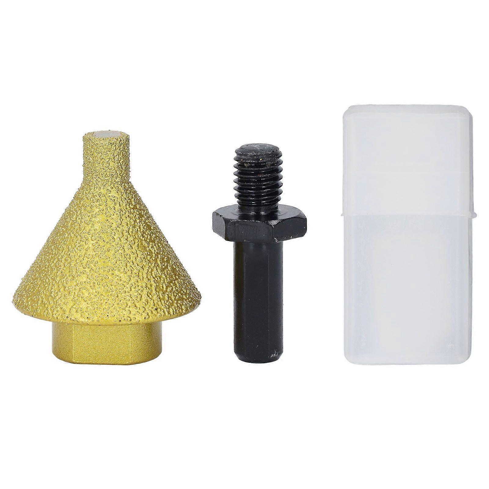 38mm Diameter Diamond Beveling Chamfer Bit Conical Grinder Bit with M10 Rod for Drilling Enlarging Polishing 50 Grit