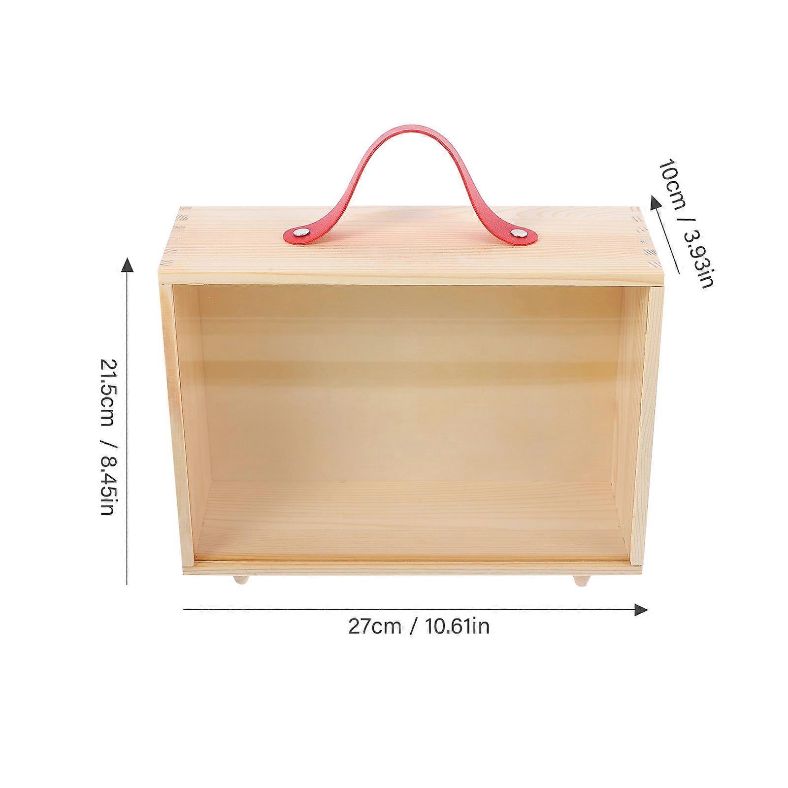 Wooden Gift Box with Clear Window for Home Storage 4Pcs