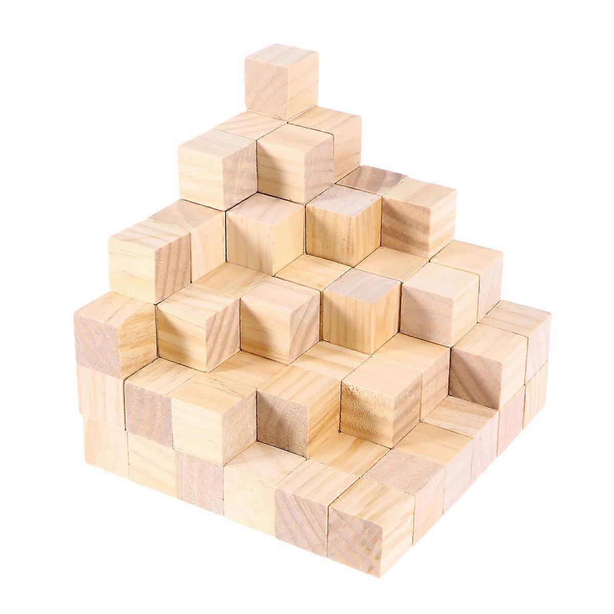 Wood Block Materials Square Wooden Pieces for DIY 100Pcs Craft Projects