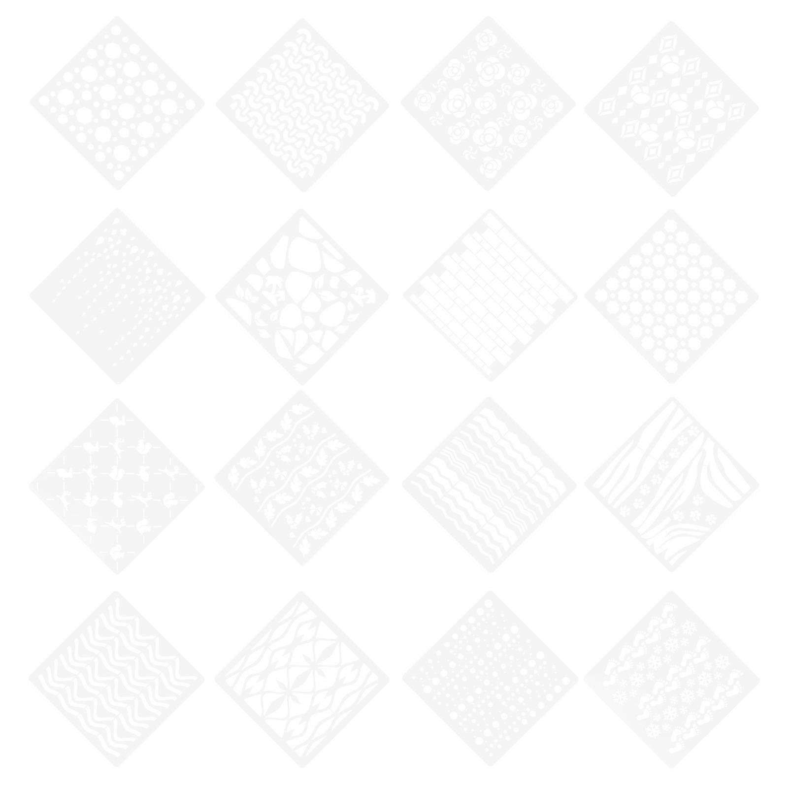 Geometrical Shape Stencils Painting Templates for DIY 16Pcs Set White