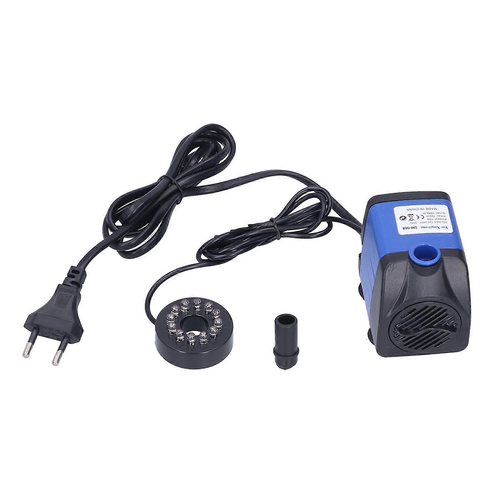 Pompe de fontaine submersible 3 en 1 pour aquarium avec éclairage LED 7 couleurs