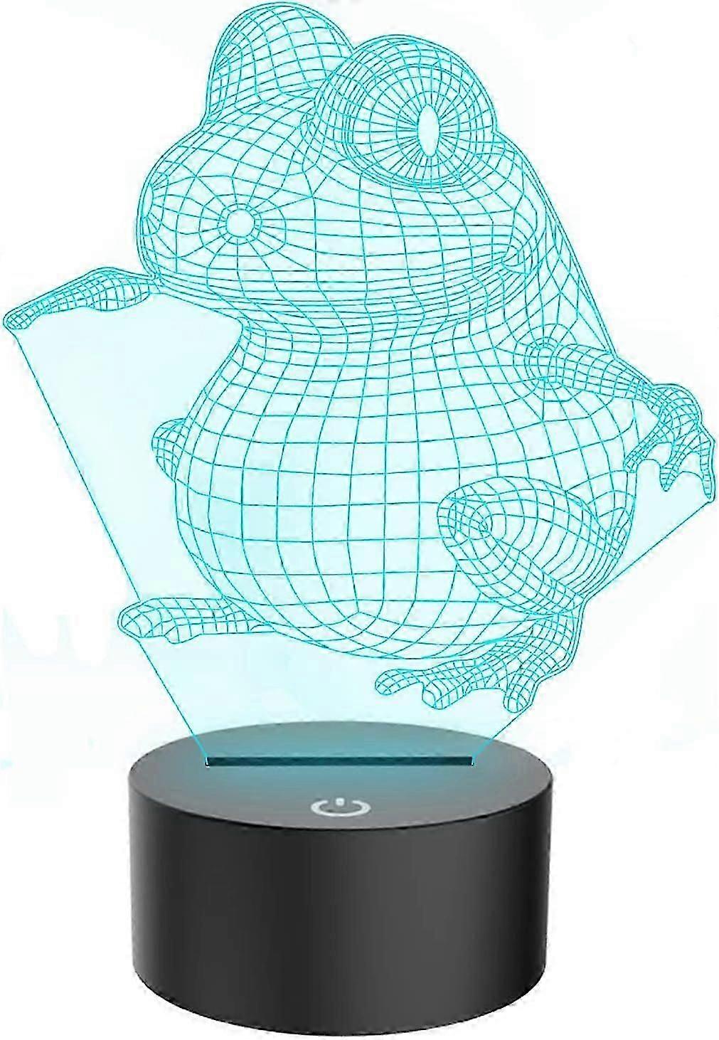 Frog 3D Illusion Lamp LED Night Light Touch Sensor 7 Color Changing Nightlight