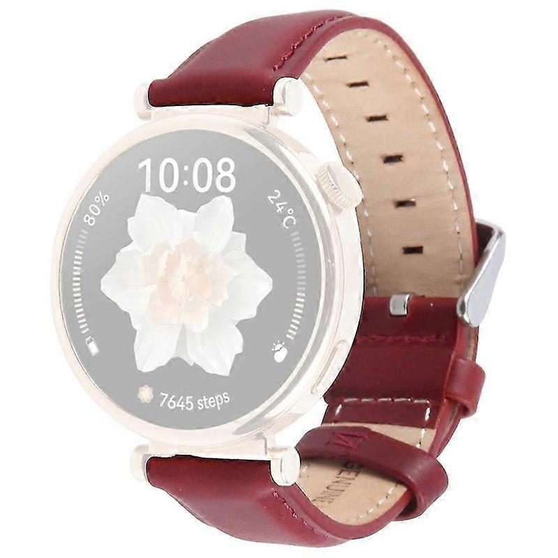 For Garmin Lily 2 Active Lily 2 Wrist Strap 14mm Top Layer Cowhide Leather Watch Band - Brown Bamboo
