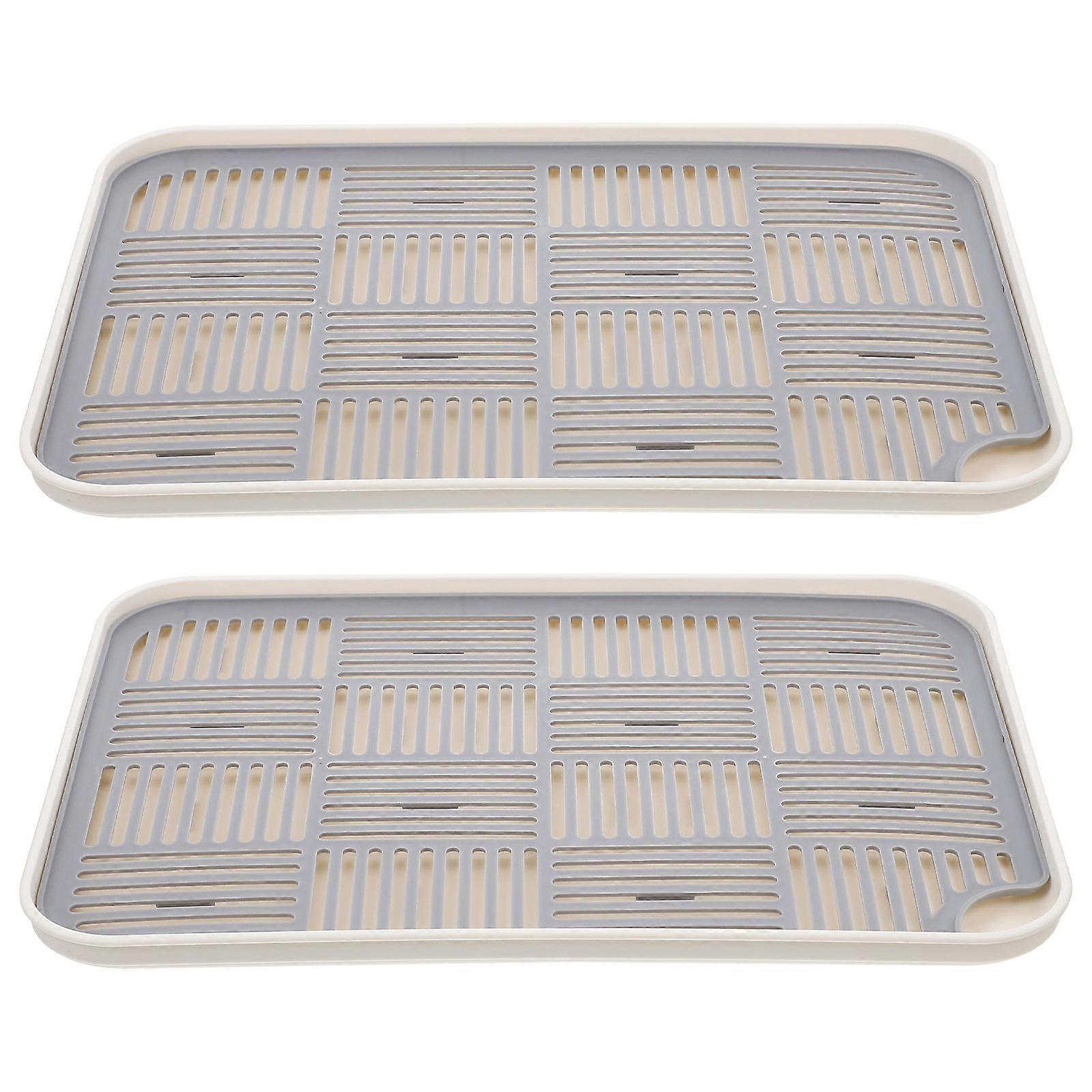 Rectangular Kitchen Draining Plate 4 Pcs Storage Tray For Household 34X24CM White Smooth Design