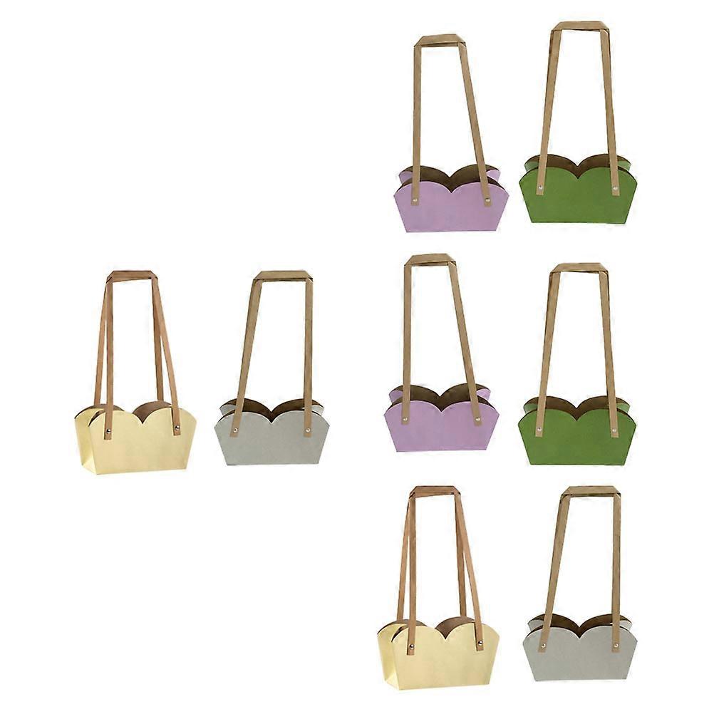 Folding Succulent Containers 1 Set 8 Pcs Rectangular Storage Container for Flower Shop Use General Users Brown Paper