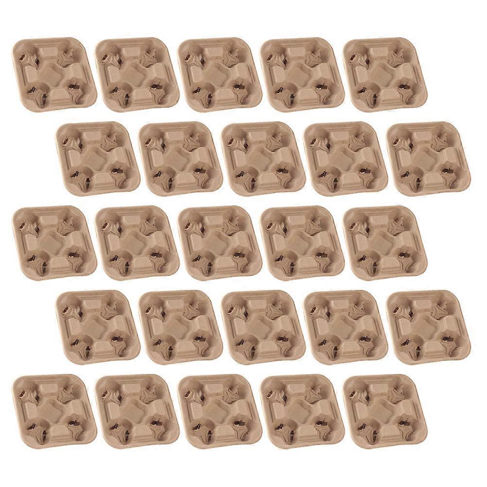 Kraft Paper Cup Holder Square Design Prevent Leakage Office Use 8.9x8.9x1.8in 25Set