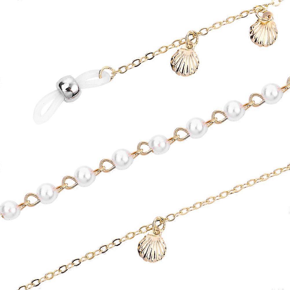 Hanging Neck Spectacles Chain Pearl Eyeglasses Strap with Golden
