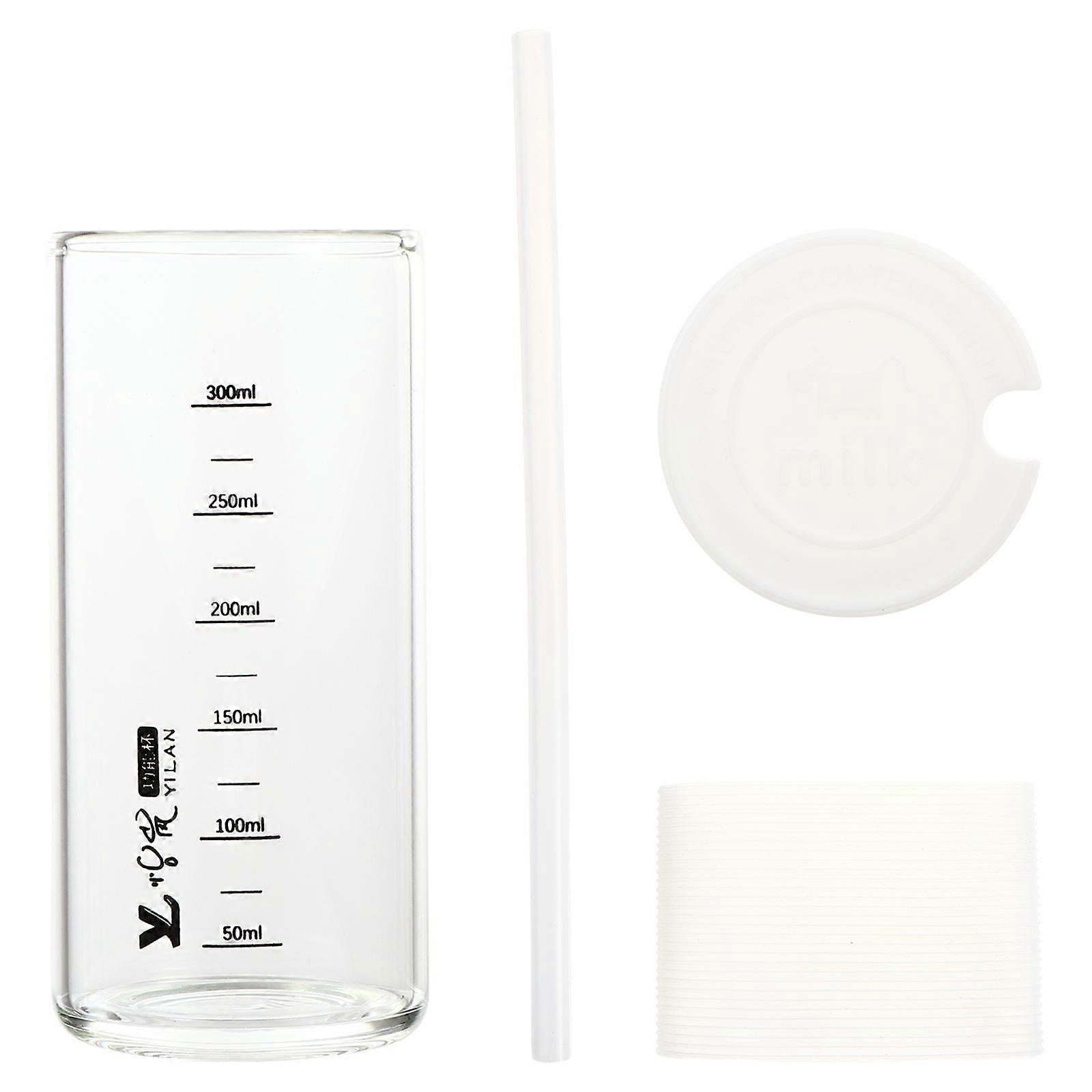 Scale Water Cup for Drinking 2Sets Glass Cup with Lid Transparent