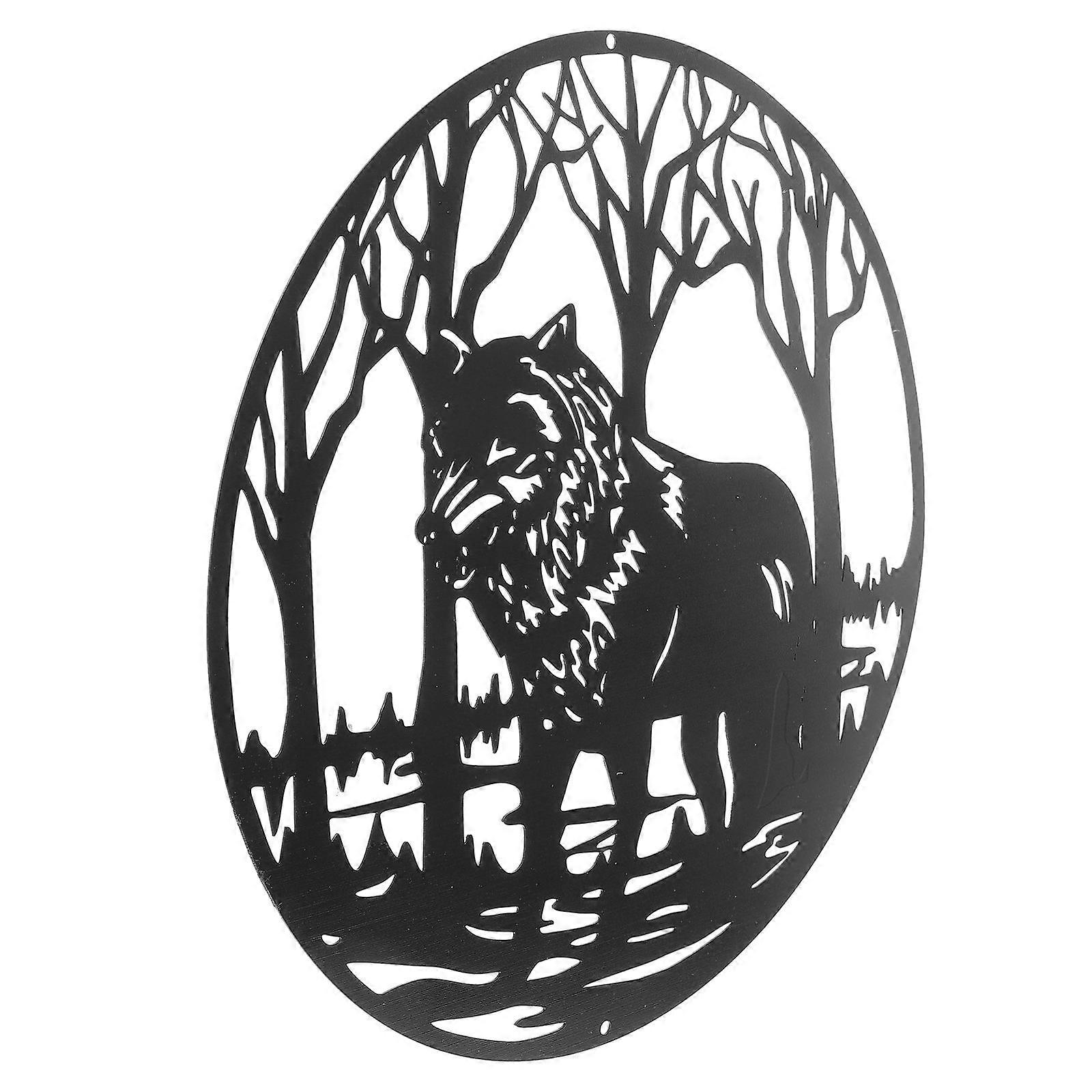 Wolf Wall Decoration Metal Art for Wall Hanging Ornament 3Pcs Black Metal Sculpture