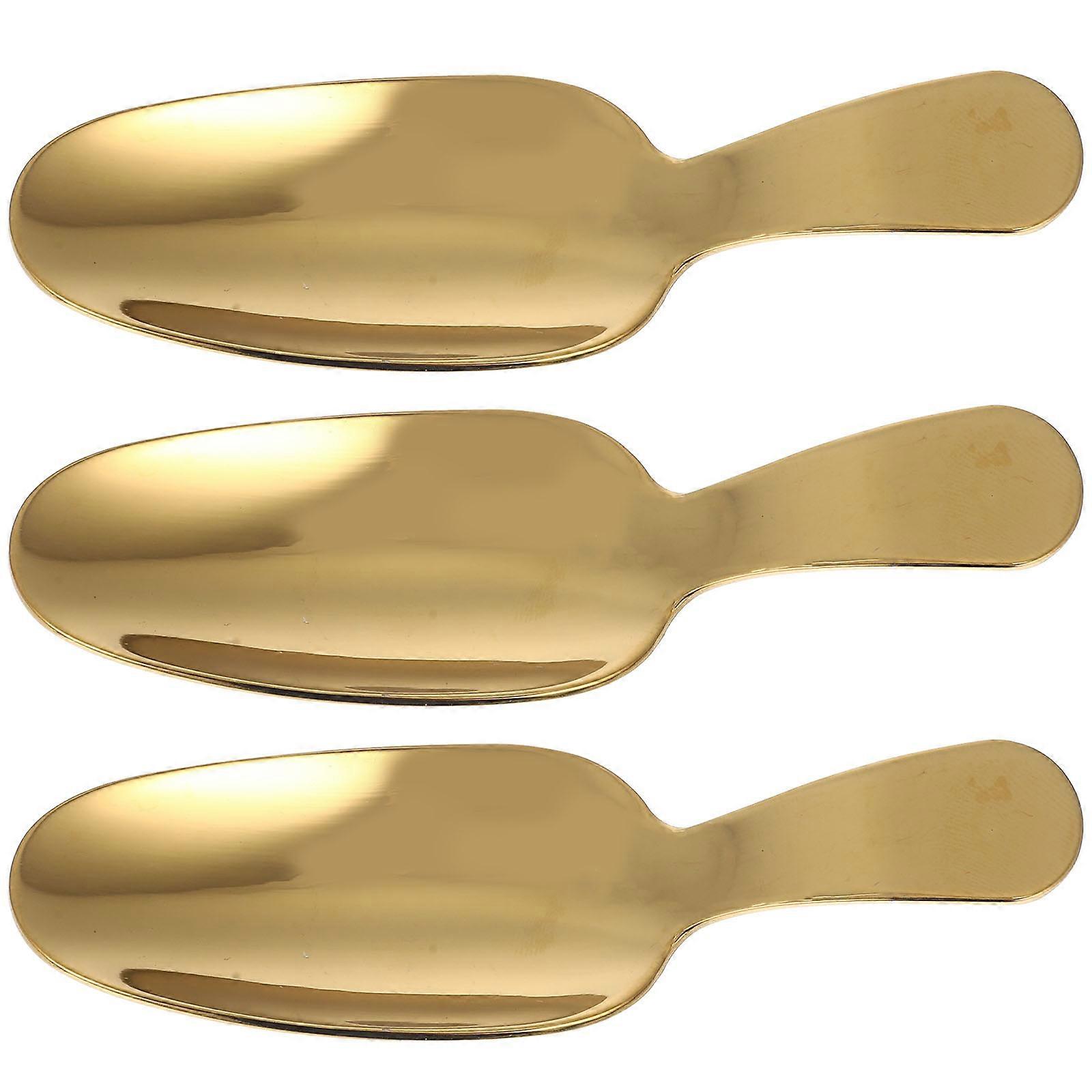 Stainless Steel Dessert Scoops 3Pcs Short Handle Utensils For Parties Golden Ergonomic Design Serving Ice Cream