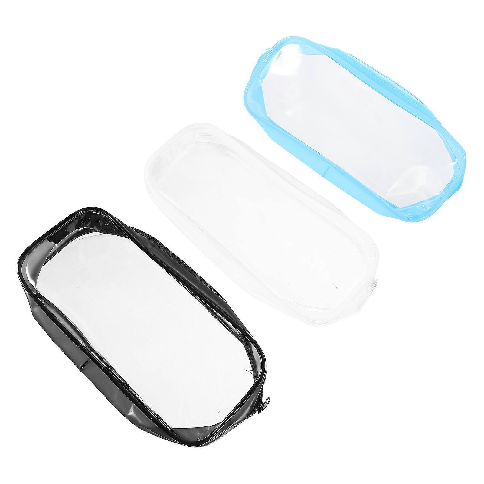 Simple Design Clear Pencil Pouch For Office Supplies School Use 21X9X3.5CM Zipper Closure 6 Pcs