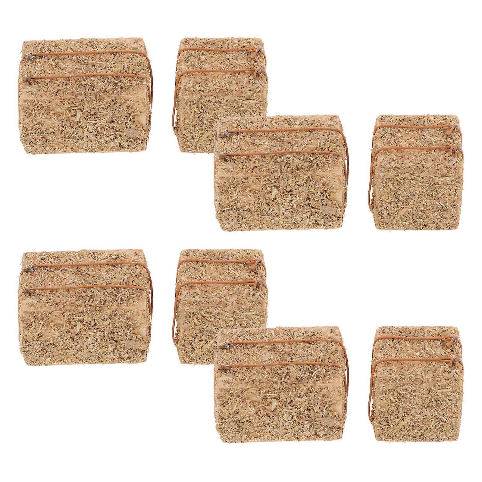 Mini Hay Bales Set 8Pcs For Doll House Accessories Enhancing Scene Layout With Natural Visual Effect Light Brown