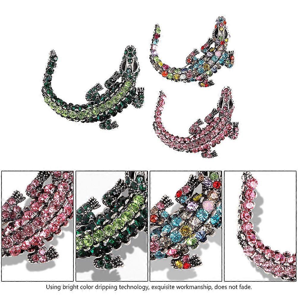 Alloy Rhinestone Pin Charming Brooch for Adults Gentleman's Style Assorted Color 3Pcs