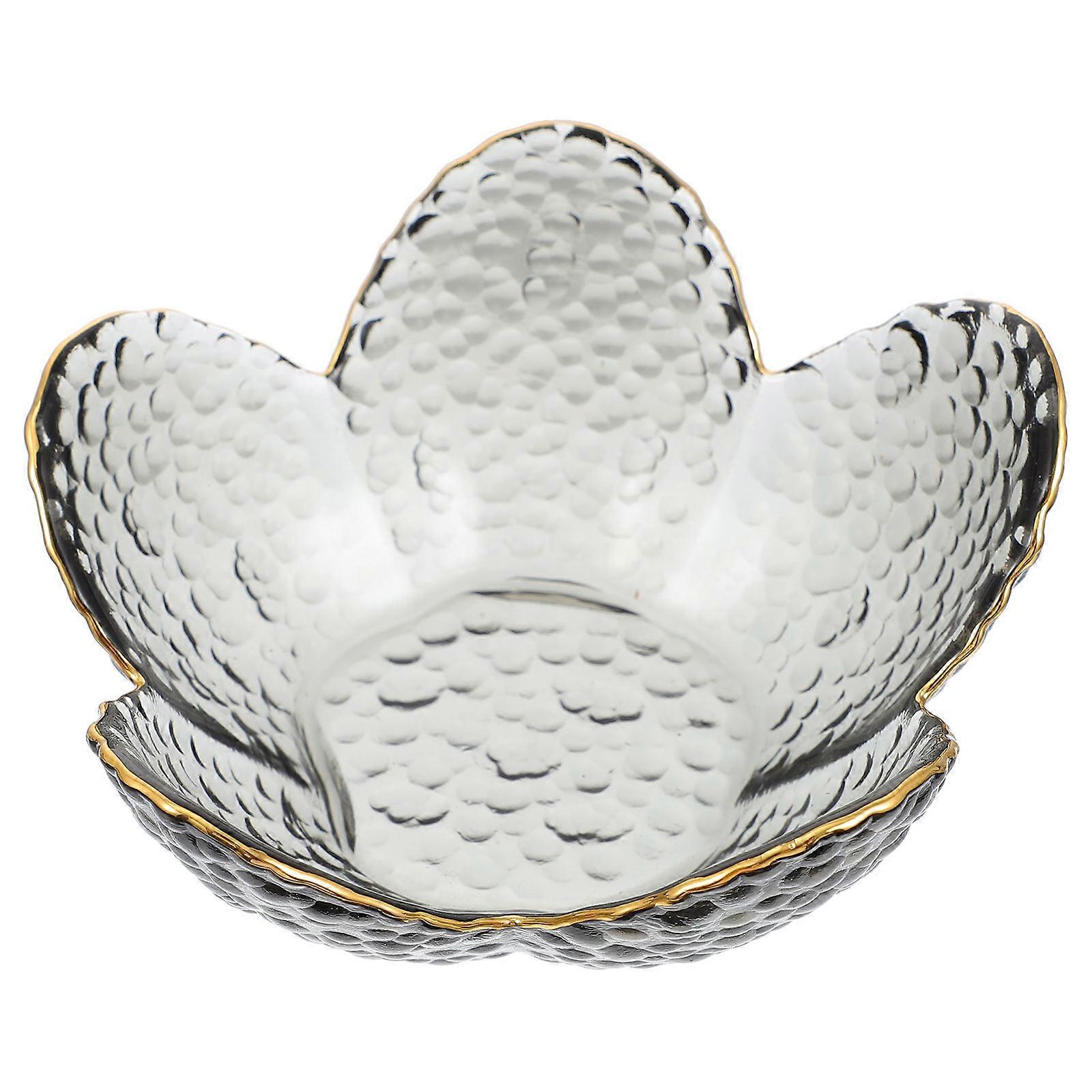 Candy Storage Plate Lotus Fruit Plate for Storage 3Pcs Glass Tableware