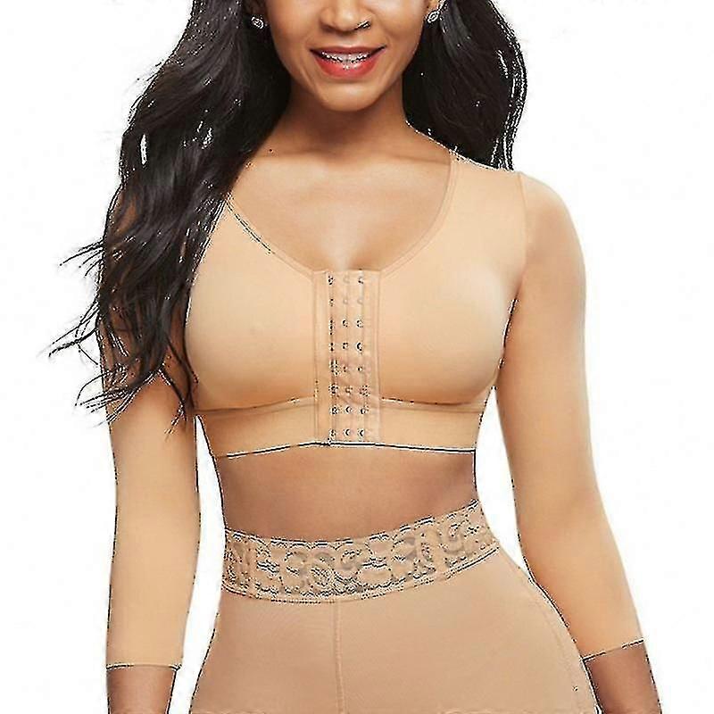 Womens Shapewear 3/4 Sleeve Arm Shaper Front Closure Compression Bra Post Surgery Posture Corrector Tank Top