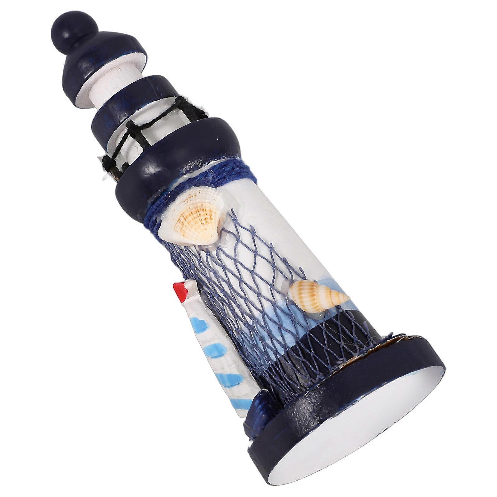 Small Decor Items for Shelf Wooden Mini Lighthouse Model 3Pcs