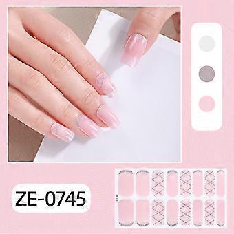 Neue 16-finger Französisch maniküre film nagel aufkleber heißer verkauf einfache zwiebel rosa polka dot nail art aufkleber ZE-0745 bare stück + nagel datei