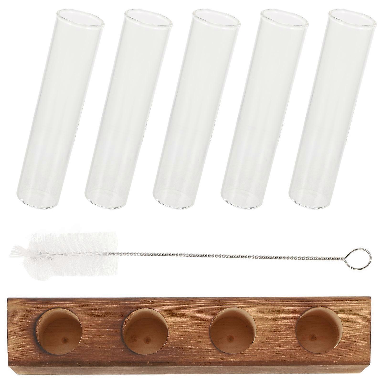 Desktop Hydroponic Planters for Indoor Plants with 5Sets Wooden Stand