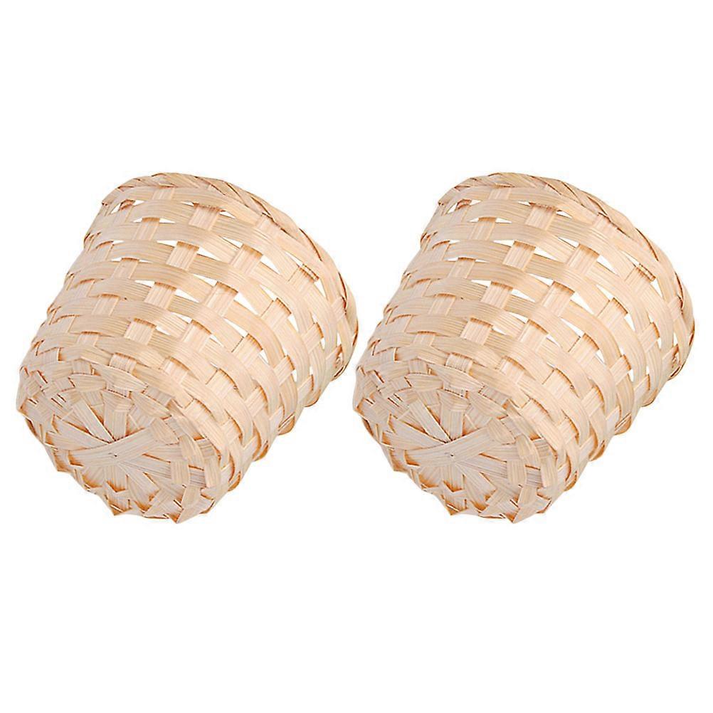 Khaki Bamboo Basket Woven Storage Container for Storage 6 Pieces