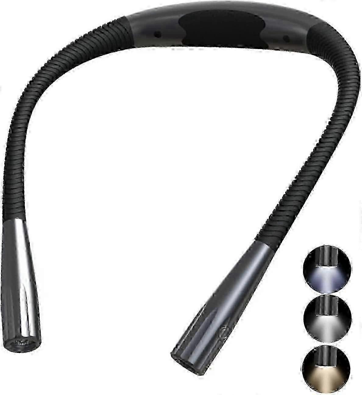 Rechargeable Neck Reading Light, Bedside Reading Lamp, 3 Colors, 9 Brightness Levels, Bendable Arms