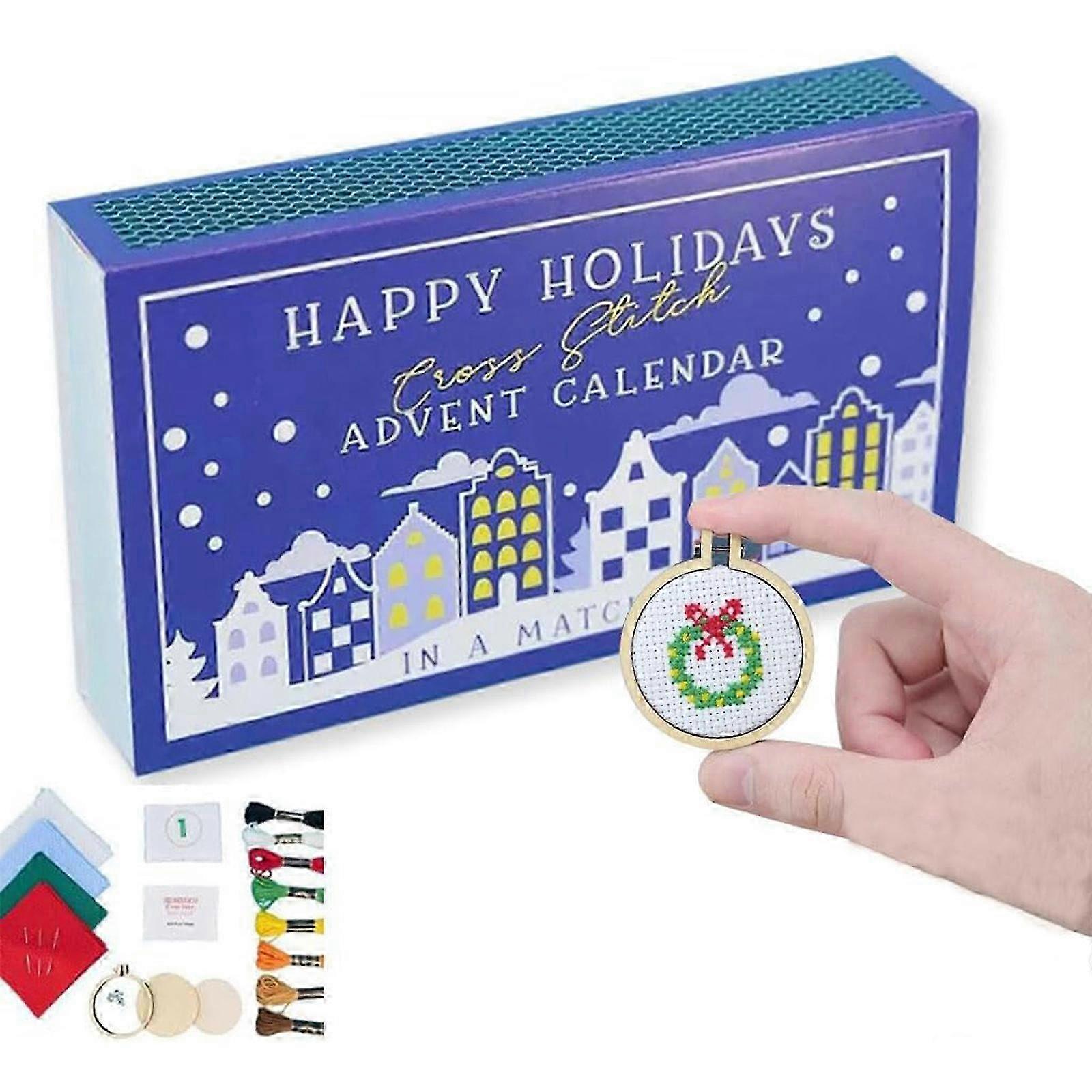 Christmastide Cross Stitch Advent Calendar Embroidery Kit for Beginners&Craft Lovers