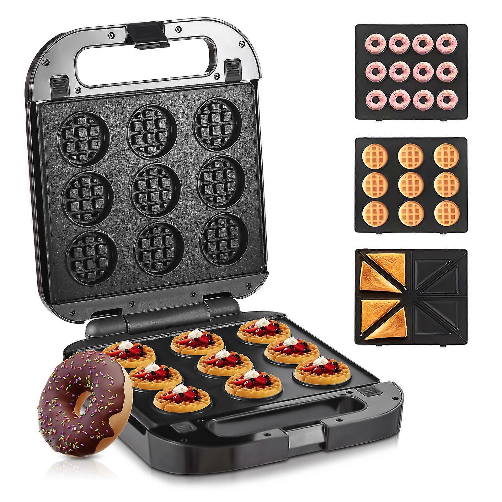 Donut Maker 3-in-1 1400W Black, 36x29x12.5cm Nonstick Plates