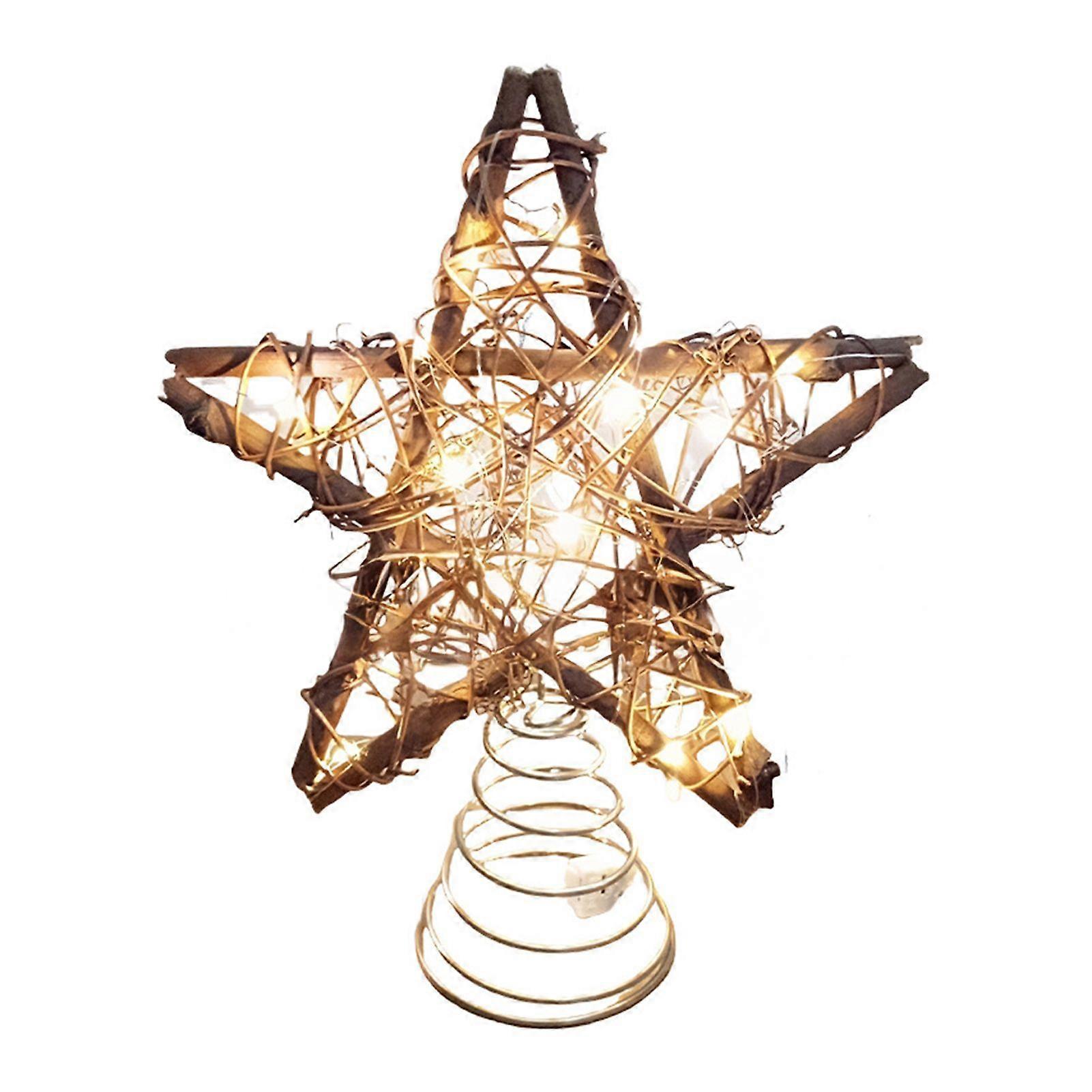 Christmas Tree Topper Star with Light Simple Installation Luminous Hollow Star Tree Topper Christmas Tree Decoration