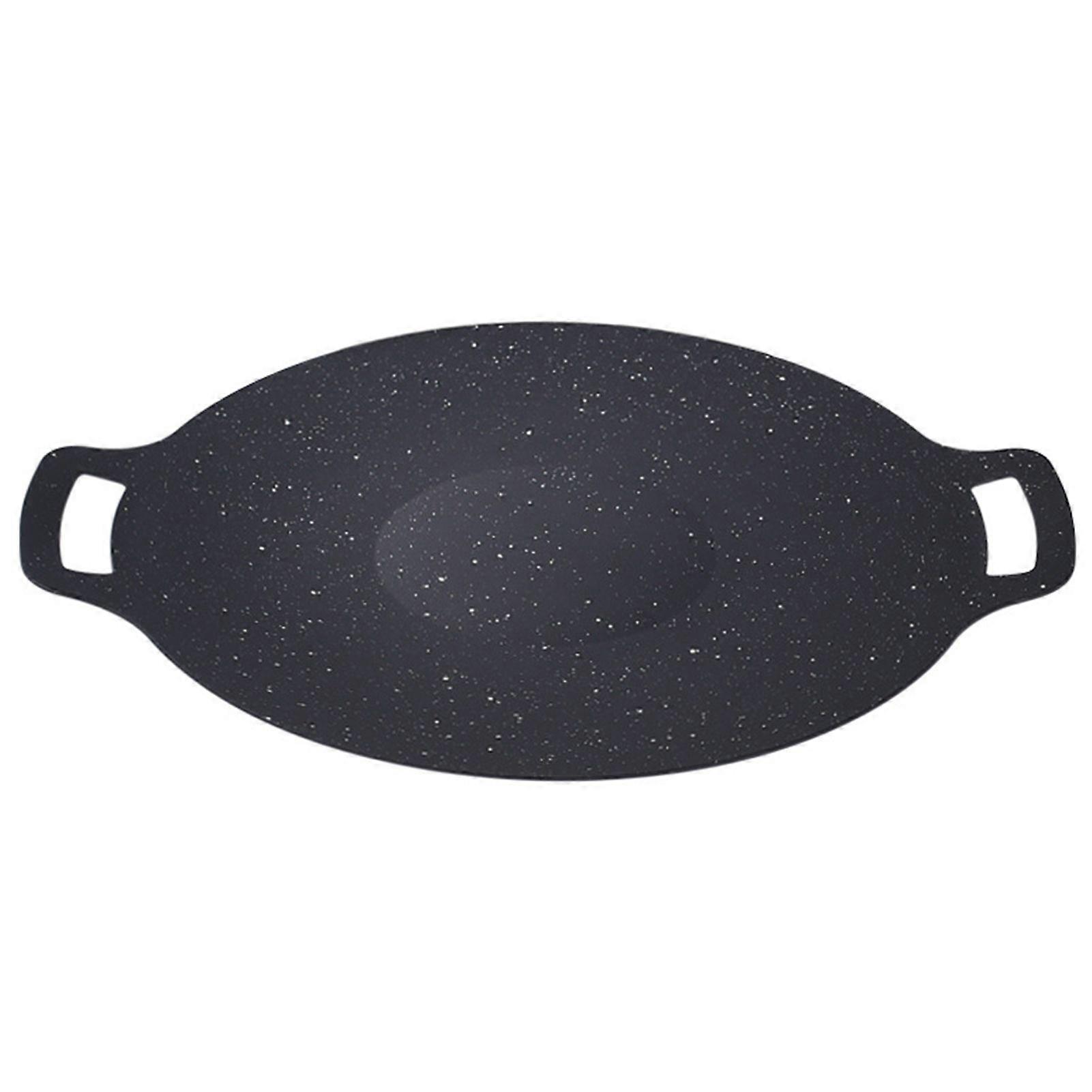 BBQ Grill Pan Non-stick Multi-function Lightweight Round Grill for Baking Grilling BBQ Quick Heating Camping Tray with Handle