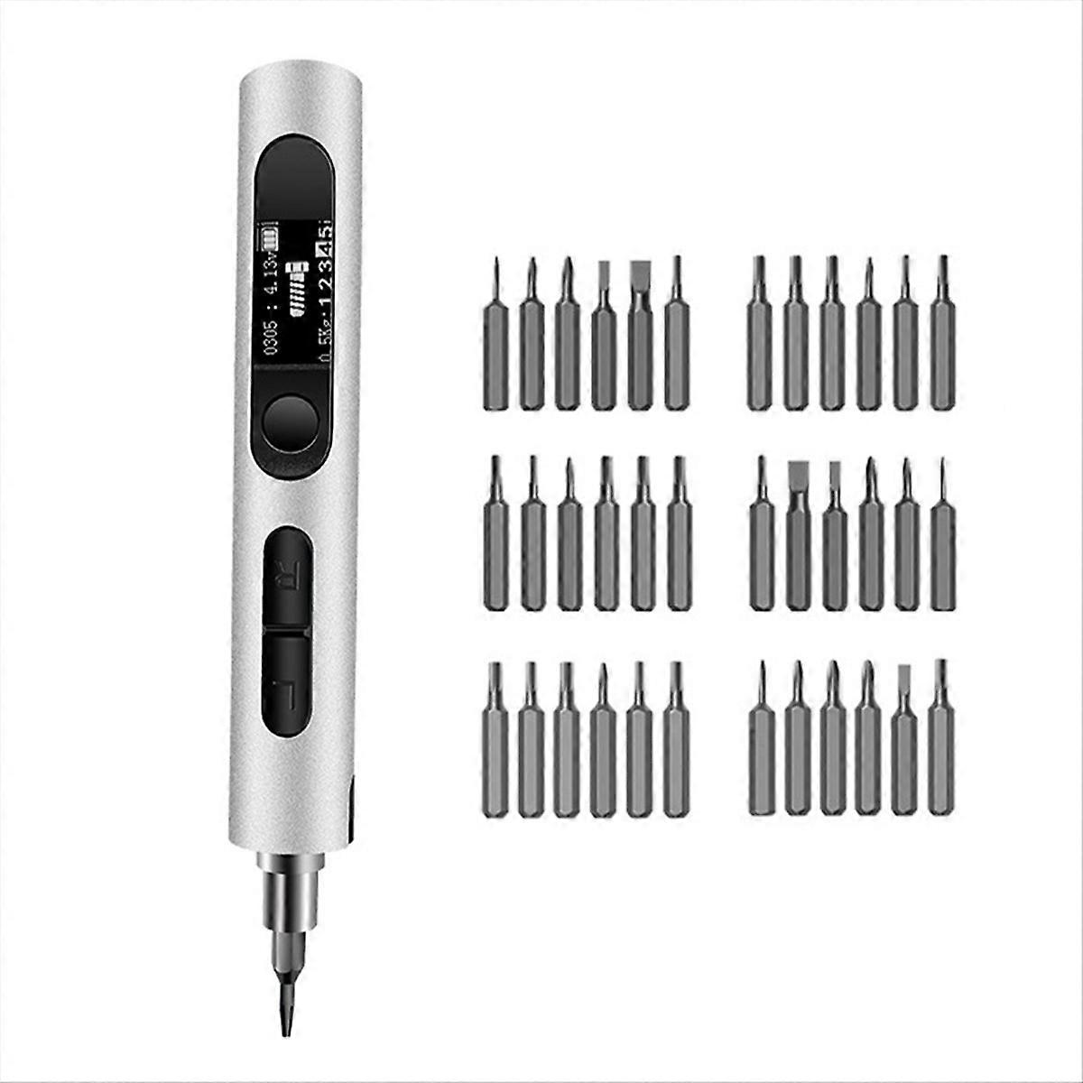 Electric Screwdriver Set with Dual Torque Adjustment Function Silver
